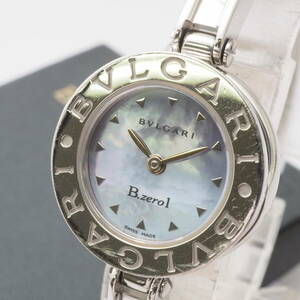 【希少品】ブルガリ ビーゼロワン ラウンド BZ22S 100 110 771 BVLGARI B.zero1 クォーツ シェル文字盤 レディース腕時計+元箱[M6185-ZC4