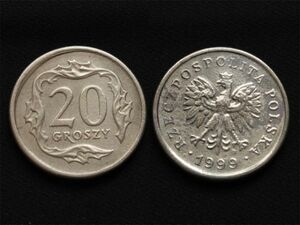 【ポーランド】 20グロシュ 1949年　イーグル 白銅貨