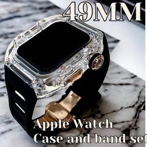 ★アップルウォッチバンド ラバーベルト カバー　Apple Watch クリアケース 49mm ウルトラ(ultra ultra2)用　００５