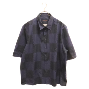 LOUIS VUITTON ルイヴィトン 22SS×NIGO Damier Suit Shirt ニゴー ダミエ柄 半袖シャツ ネイビー RM221M JW9 HMS05W