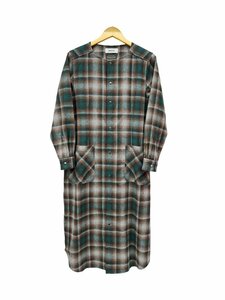 ZUCCa ズッカ ×PENDLETON ペンドルトン 2way ウール ロング ワンピース ノーカラー シャツ チェック切り替え ZU98-FH010 M グリーン/028