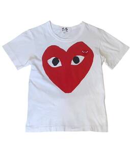 PLAY COMME des GARCONS プレイコムデギャルソン 半袖Tシャツ ホワイト プリント ワッペン S 