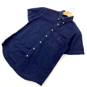 Polo Ralph Lauren ☆ 定番でヘビロテに◎ 半袖 ボタンダウン シャツ ネイビー 160 アメカジ ストリート 古着 ポロラルフローレン■AL168