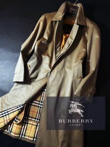 j17【高級カシミヤ】25万 超美品●BURBERRY prestige collection●高級ステンカラーコート●メンズ バーバリーコート　シルクのような光沢