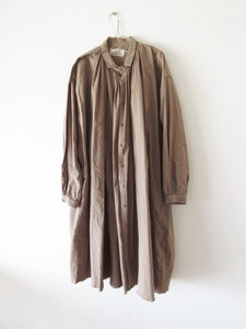 美品 kaval / カヴァル Open gather onepiece F(S) cotton D.BEIGE / ギャザーワンピース ドレス コットン