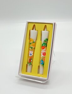 【三枝堂】新品　手書き絵ローソク　「うさぎ」　2本入り　和ローソク（高さ　約10cm）☆送料は当社負担☆　