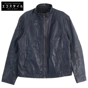 HUGO BOSS ヒューゴボス 10163088 シングルライダース ジャケット US：44R ネイビー メンズ