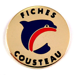 ピンバッジ・青いイルカ魚ドルフィン一頭 COMMANDANT-COUSTEAU JACQUES-YVES-COUSTEAU FRANCE◆フランス限定ピンズ