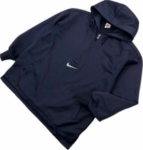 90s ☆ NIKE ジャージ プルオーバー パーカー アノラック ジャケット ネイビー L スポーツ ストリート バスケ 人気 古着 ナイキ■S3094