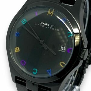 ■稼働品・美品　MARC BY MARC JACOBS マークバイマークジェイコブス　MBM8601　デイト　ラウンド　黒文字盤　新品電池交換済