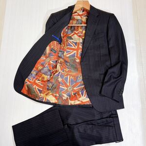 極美品 ポールスミス×ゼニア Paul Smith×Zegna セットアップ スーツ シルクウール M ユニオンジャック 柄 グレー 紳士服