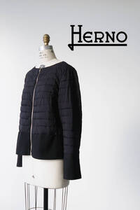 HERNO ヘルノ ノーカラー ダウン ジャケット size 44 0105902