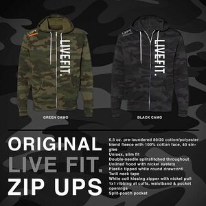 【メーカー直輸入正規品】 LIVE FIT. APPAREL リブフィット ジップアップ フーディ USサイズ:L 迷彩 ★ ジムウェア/ボディビル/フィジーク