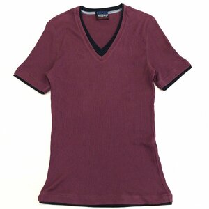 NICOLE CLUB FOR MEN ニコル レイヤード風 Ｖネック Tシャツ 46(M) ワインレッド 半袖 カットソー カジュアル 国内正規品 メンズ 紳士