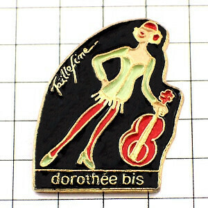 ピンバッジ・バイオリンと女の子ドロテ音楽楽器 DOROTHEE JAZZ◆フランス限定ピンズ◆レアなヴィンテージものピンバッチ