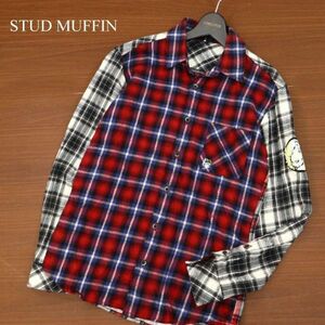 STUD MUFFIN スタッドマフィン 秋冬 長袖 胸刺繍 スパンコールワッペン★ チェック柄 ネル シャツ Sz.3　メンズ　C3T08139_9#B