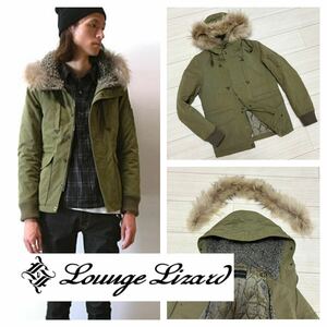 Lounge Lizard■中綿 ショート モッズコート N3B ジャケット 1 S カーキ ラクーンファー シンサレート ミリタリーブルゾン N-3B 定54600円