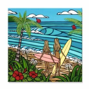 大判 60×60 アートポスター/サーフィン ハワイアン ハワイ 海 波 サーフ サーフボード フラダンス 南国 絵 風景 自然 オマージュ ポスター
