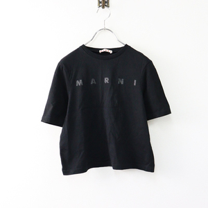 大人着用可能 キッズ マルニ MARNI ロゴ スパンコール Tシャツ 14/ブラック 半袖 カットソー 子供服 クルーネック 【2400014074291】