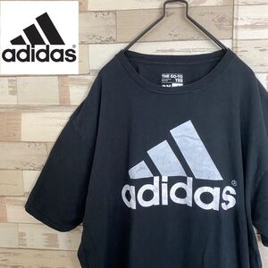 90s adidas アディダス Tシャツ XL オーバーサイズ プリント 古着　ブラック