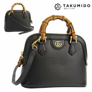 グッチ GUCCI 2WAYハンドバッグ ダイアナ ミニ 715775 ブラック レザー 中古SA 276455