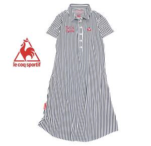 ルコックスポルティフ le coq sportif 大人カジュアル可愛い☆ ストライプ 刺繍 ポロシャツ ワンピース L