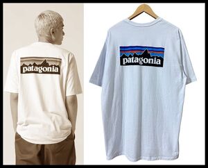 送無 G② XL 大きいサイズ Patagonia パタゴニア 20ss 38504 P-6ロゴ レスポンシビリティー 両面 ロゴ プリント 半袖 Tシャツ ライトブルー