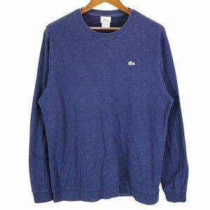 90年代 フランス製 LACOSTE ラコステ 長袖Ｔシャツ ワンポイントロゴ ネイビー (メンズ 6) 中古 古着 O4961