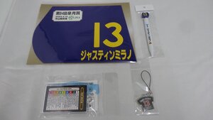 ①★ ジャスティンミラノ 第84回 皐月賞 ★ ミニゼッケン・馬番ボールペン・勝負服ストラップ・思い出馬券ホルダー　4点セット ★ 中山競馬