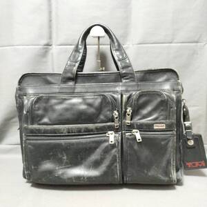 ▲　12/17　282280　TUMI　トゥミ　レザー　ビジネスバッグ　ショルダー　ハンド　メッセンジャー　ブラック　鞄　メンズ　現状品