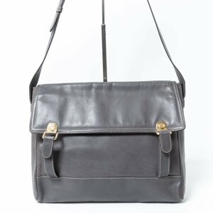 【1円スタート】LOEWE Madrid 1846 ロエベ ショルダーバッグ 斜め掛け メッセンジャーバッグ 鞄 グレー ゴールド金具 レザー 無地