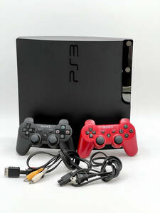 【中古品】PlayStation3 CECH-2500B 黒 動作確認済み 本体・ケーブル・コントローラー2個付き