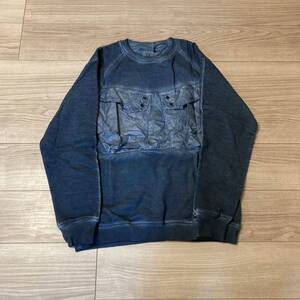 C.P.COMPANY クルーネックスウェット ブルー Mサイズ シーピーカンパニー ムラ染め加工 ポケットスウェットシャツ STONE ISLAND NEMEN