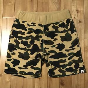 BAPE 1st camo yellow スウェット ハーフパンツ Mサイズ a bathing ape sweat shorts エイプ ベイプ アベイシングエイプ ショーツ y6875