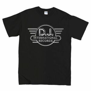 [Sサイズ]DJ International （DJインターナショナル） Records ロゴ シカゴハウス Tシャツ ブラック