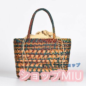 新品登場★上品 牛革 かごバック ハンドメイド バスケット 籠バッグ 網代バッグ 天然素材 本革 トートバッグ 籠 バッグ 内布付き 底鋲付属