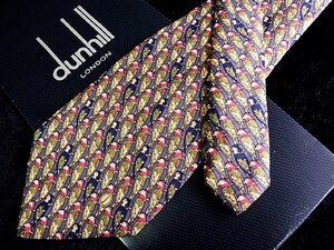 ♪今週の特売980円～♪1820♪良品【dunhill】ダンヒル【インコ 鳥 ｄロゴ 柄】ネクタイ♪