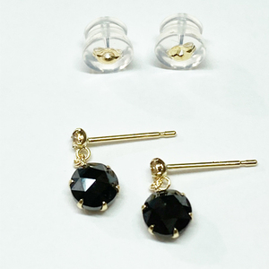 K18ブラックダイヤモンドピアス(ブラタイプ ダイヤ入り) 1.00ct K18シリコンダブルロックキャッチ付 品質保証書付