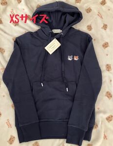 新品　メゾンキツネ　パーカー　ダブルフォックス　XSサイズ　ネイビー　男女兼用　紺色　 ユニセックス　MAISONKITSUNE 