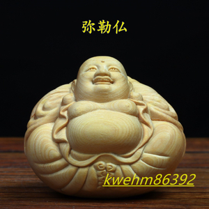 木彫り 仏像 置物 七福神 布袋様 彫刻 仏教工芸品 柘植材