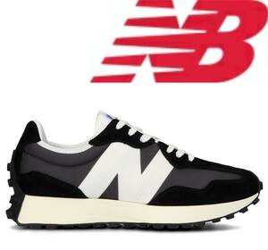 送料920円～ 新品 ニューバランス MS327 LB1 ブラック×ホワイト×グレー 28cmメンズ BLACK 天然皮革 スニーカーNew Balance 黒×白 28.0cm