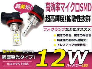 メール便送料無料 LEDフォグランプ フィット Fit GD1 2 3 4 LEDバルブ ホワイト 6000K相当 H11 両面発光 SMD