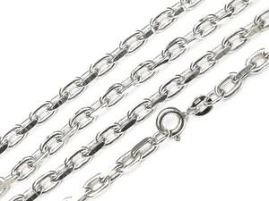 SILVER925 ネックレス あずき2面カットチェーン 3.7mm［ロジウム］ 60cm【1コ販売】 / SVNEK-003-60cm