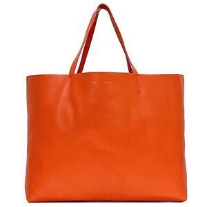 セリーヌ トートバッグ カバ ホリゾンタル f-21454 オレンジ 166113 美品 レザー 中古 CELINE 軽い