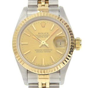 【本物保証】 箱付 新品同様 ロレックス ROLEX デイトジャスト コンビ 腕時計 シャンパンゴールド文字盤 69173 S番 52.8g 2023/11OH済