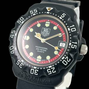 24E101　タグホイヤー　TAGHEUER　383.513/1　フォーミュラ1　ボーイズ腕時計　現状品　クオーツ　デイト　黒×赤文字盤　プロ200M　1円～