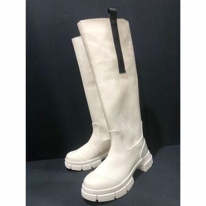 【GANNI】ガニー Recycled Rubber Countri Boot リサイクルラバーロングブーツ 23SS ホワイト レディース37 ts202408