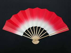 【BQ】扇子　赤天ぼかし　白骨　赤　白　未使用　舞扇子　日本舞踊　大衆演劇　和小物　舞台