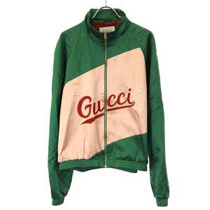 GUCCI グッチ 20AW エンブロイダリーロゴ サテントラックジャケット 618900 ZAEOH グリーン 46 ITW732DGPW3I