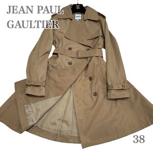 【極美品】JEAN PAUL GAULTIER ジャンポール ゴルチエ トレンチコート ベージュ 光沢 最高級 Aライン 38